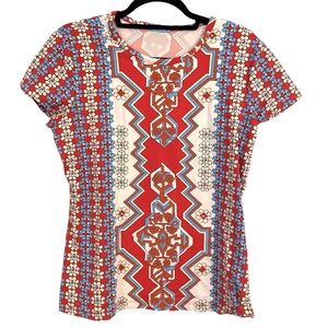 J McLaughlin Short Sleeve Signature Catalina Cloth Tee Sz Medium Red White Blue